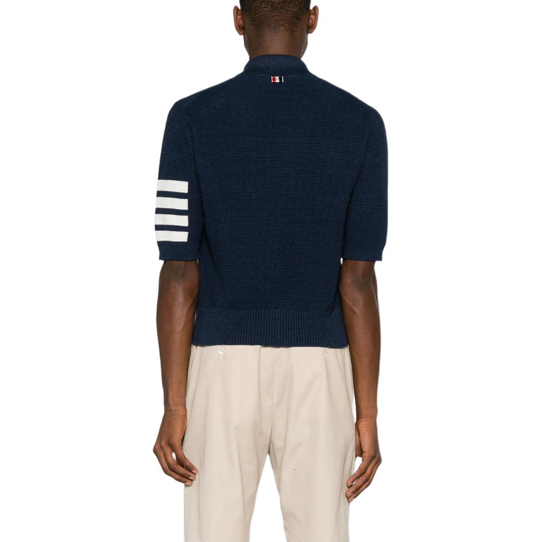 THOM BROWNE  FW24 Navy 4-Bar Striped Relaxed Fit Short Sleeve Polo Shirt. MKP125A-Y6011-415 圖 6