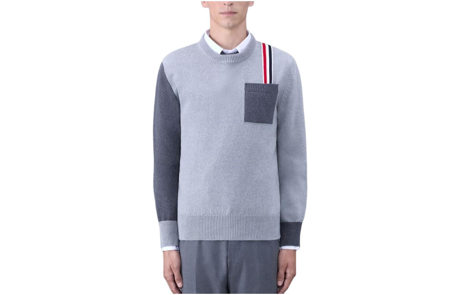 Thom Browne  Gray Colorblock Stripe Knit Sweater Long Sleeve Crewneck MKA502F-Y3017-982 圖 2