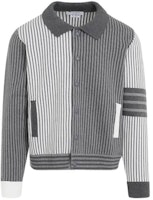 Thom Browne Gray Colorblock Striped Print Long Sleeve Jacket. MKJ116F-Y3007-982 Thom Browne Gray Colorblock Striped Print Long Sleeve Jacket. MKJ116F-Y3007-982