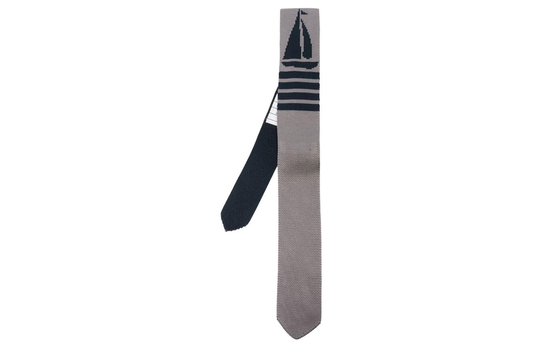 Thom Browne  Gray Sailboat Jacquard Tie MNL060KY4003