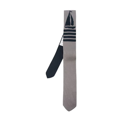 Thom Browne Gray Sailboat Jacquard Tie MNL060KY4003