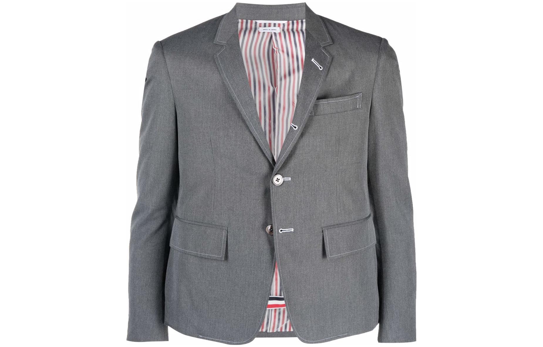 Thom Browne  Gray Single-Breasted Solid Long Sleeve Suit. MJC159G-04502-035