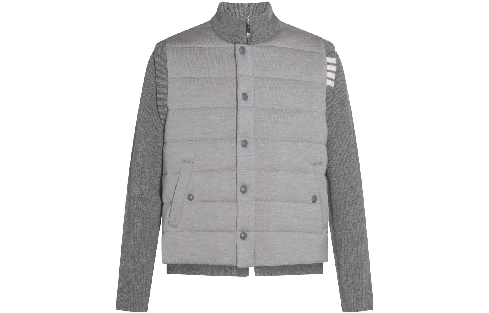 Thom Browne  Gray Slim-Fit Striped High-Neck Single-Breasted Jacket MKJ109A-Y1029-055 圖 2