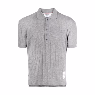 Thom Browne Gray Slim Fit Short Sleeve Polo Shirt Pullover. MJP188A-J0112-055