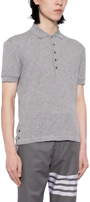 Thom Browne Gray Slim Fit Short Sleeve Polo Shirt Pullover. MJP188A-J0112-055 Purchase Thom Browne Gray Slim Fit Short Sleeve Polo Shirt Pullover. MJP188A-J0112-055