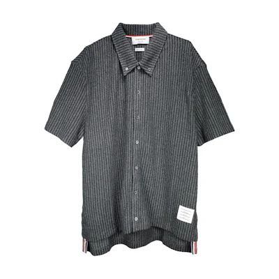 THOM BROWNE Gray Striped Short Sleeve Shirt MJS255A-J0134-035