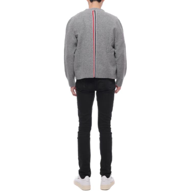 THOM BROWNE  Gray V-Neck Striped Knit Cardigan Sweater MKC556A-Y1029-055 圖 6