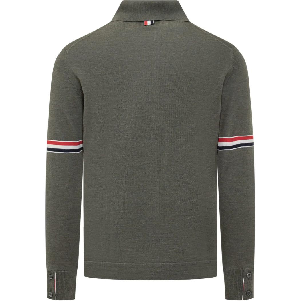 THOM BROWNE  Green Colorblock Stripe Knit Cardigan with Button Closure. MKL005A-Y1002-320 圖 3