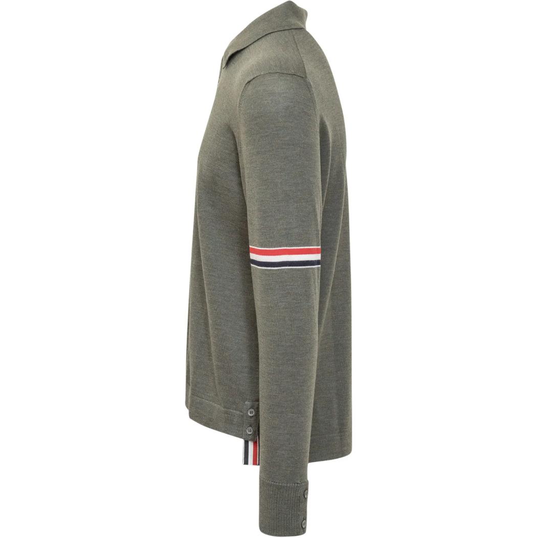 THOM BROWNE  Green Colorblock Stripe Knit Cardigan with Button Closure. MKL005A-Y1002-320 圖 4