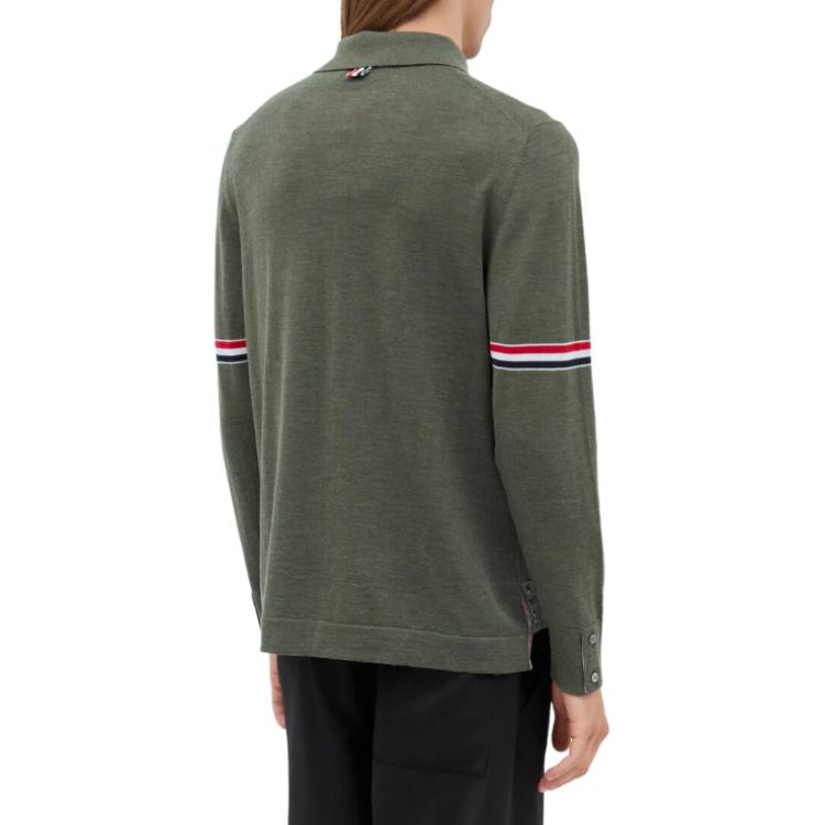 THOM BROWNE  Green Colorblock Stripe Knit Cardigan with Button Closure. MKL005A-Y1002-320 圖 6