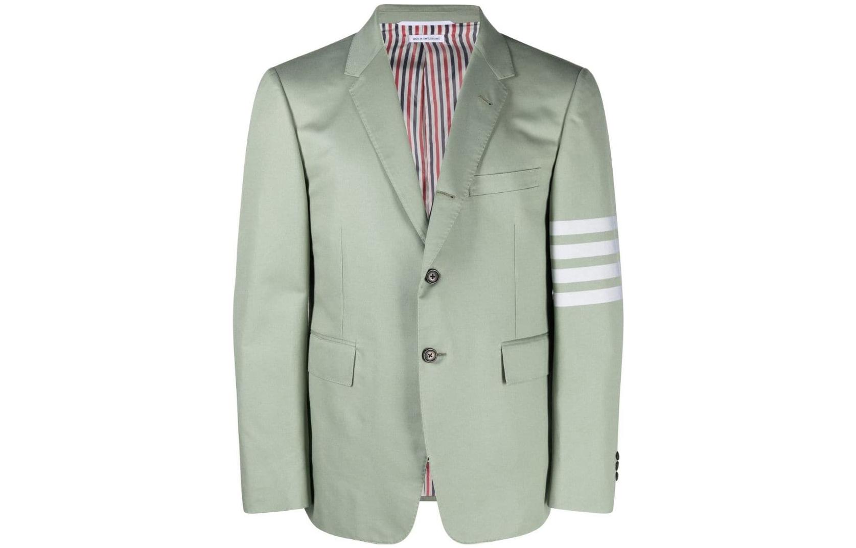 Thom Browne  Green Single-Breasted Blazer with Four Stripes. MJC001A-07890-320