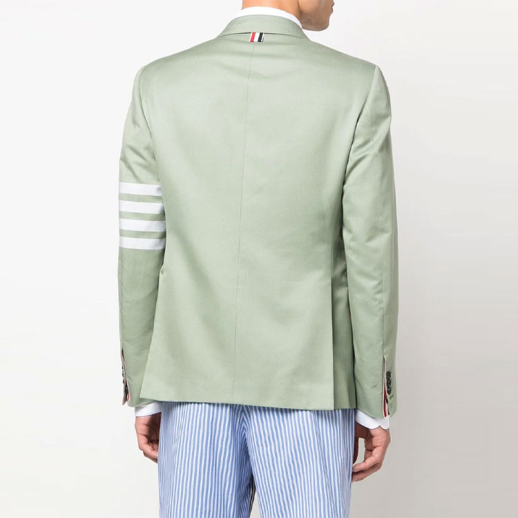 Shop Thom Browne Blazer Verde de Botón Simple con Cuatro Rayas. MJC001A-07890-320