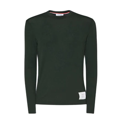 Thom Browne Green Striped Crewneck Sweater Long Sleeve Fit. MJS218A-J0149-350