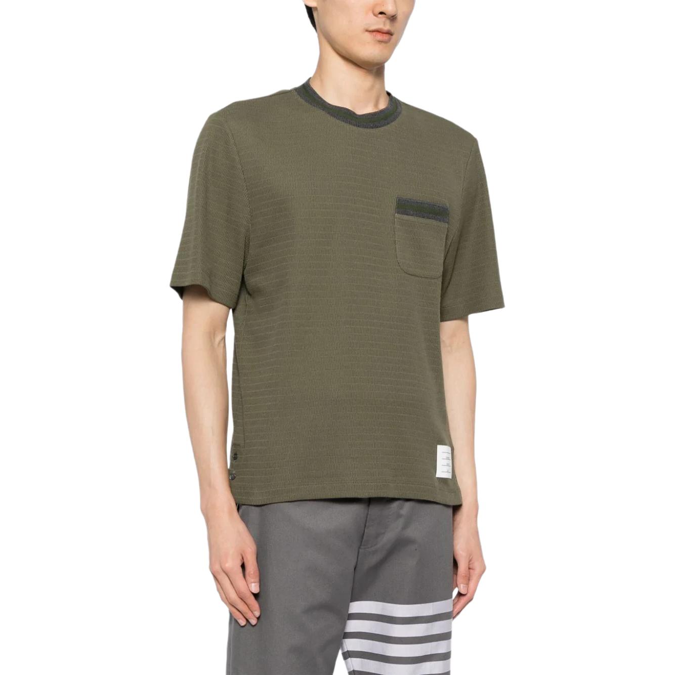 Thom Browne  Green Striped Knit Crewneck Short Sleeve T-Shirt. MJS259A-J0153-320 圖 3