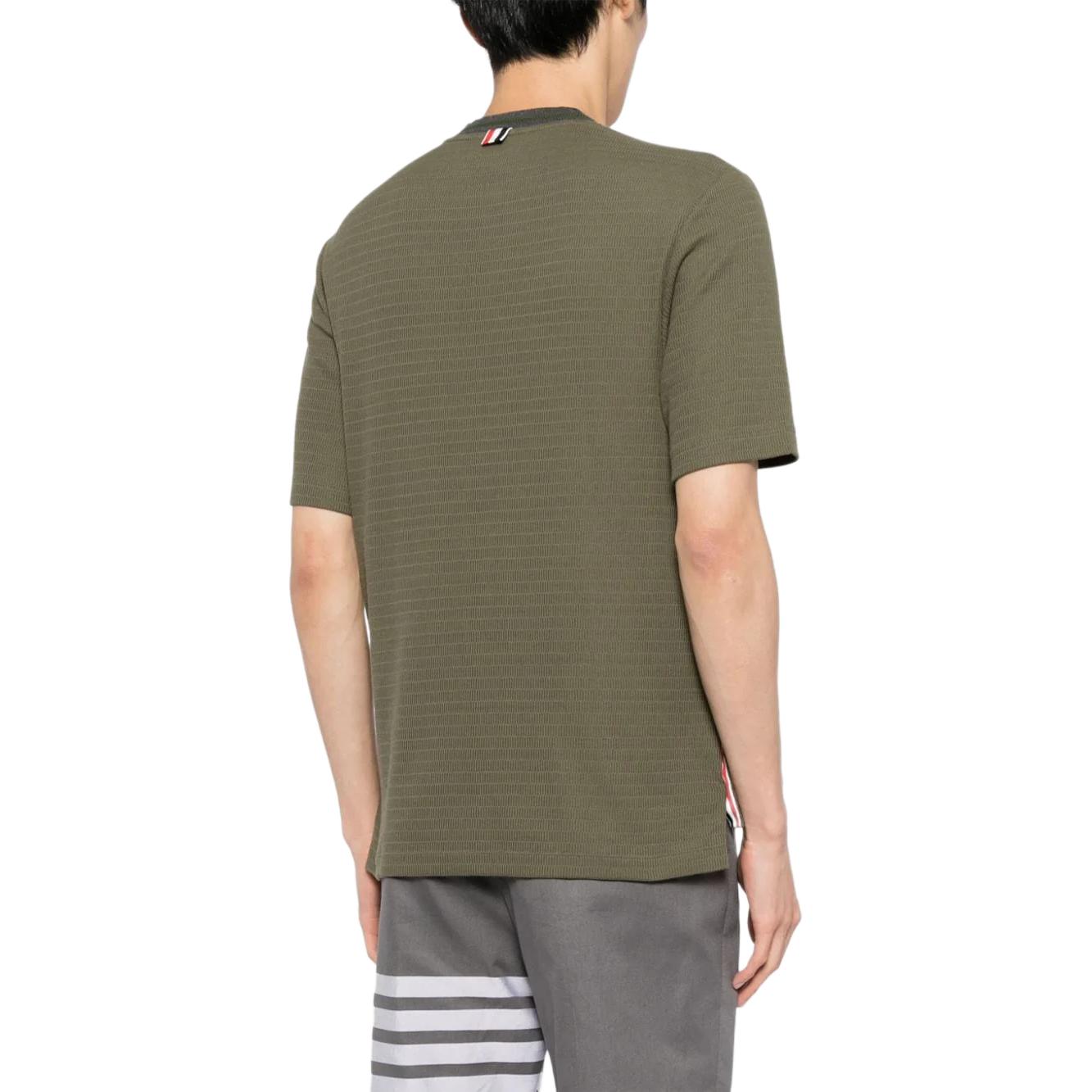 Thom Browne  Green Striped Knit Crewneck Short Sleeve T-Shirt. MJS259A-J0153-320 圖 4