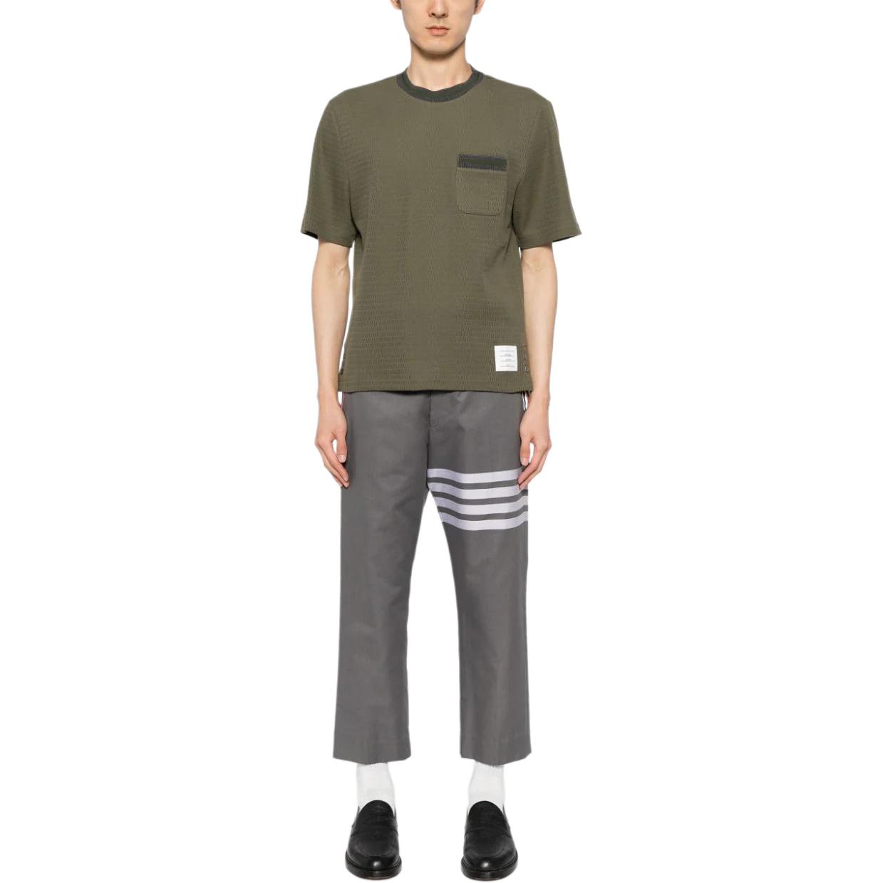 Thom Browne  Green Striped Knit Crewneck Short Sleeve T-Shirt. MJS259A-J0153-320 圖 5