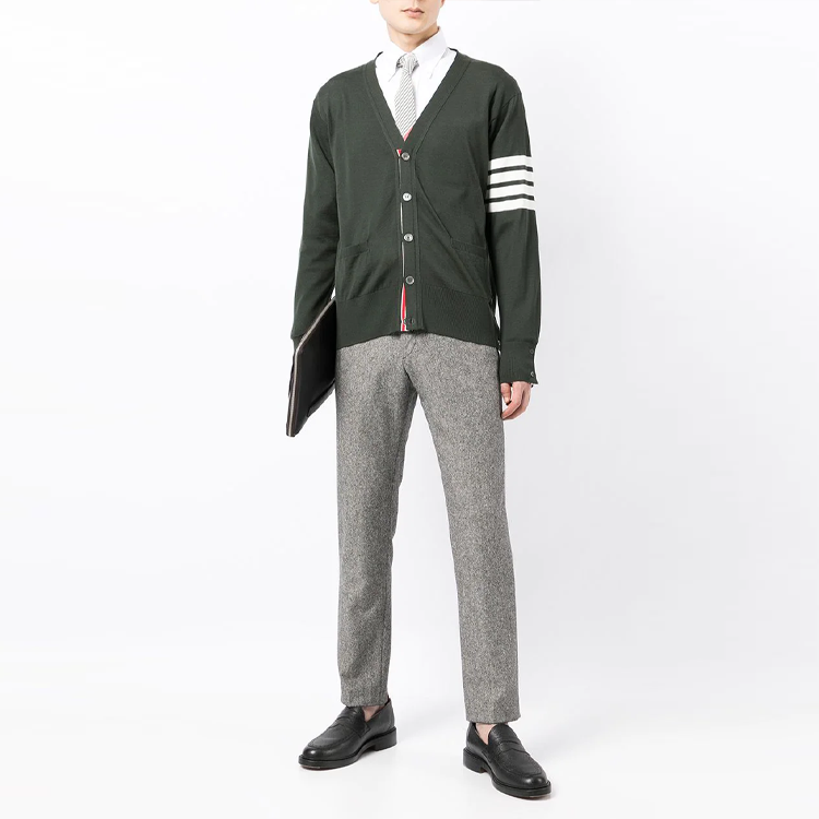 Thom Browne  Green Striped V-Neck Sweater MKC002A-Y1014-320 圖 3