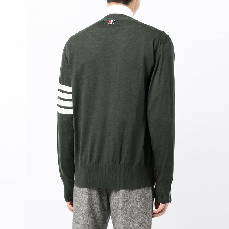 Thom Browne  Green Striped V-Neck Sweater MKC002A-Y1014-320 圖 4