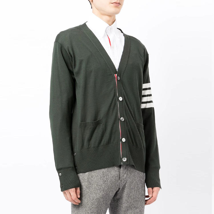 Thom Browne  Green Striped V-Neck Sweater MKC002A-Y1014-320 圖 5