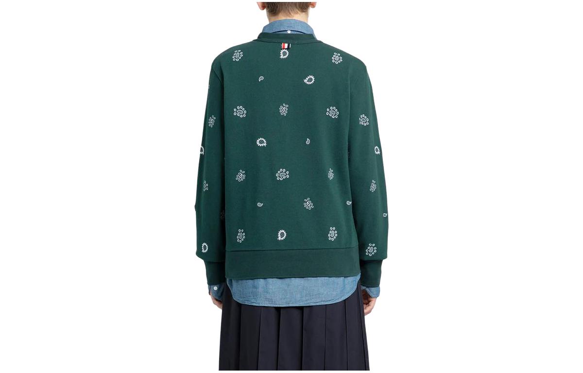 Lookbook トム・ブラウン グリーン Vネック 刺繍柄 ニットカーディガン MJT402E-J0089-320