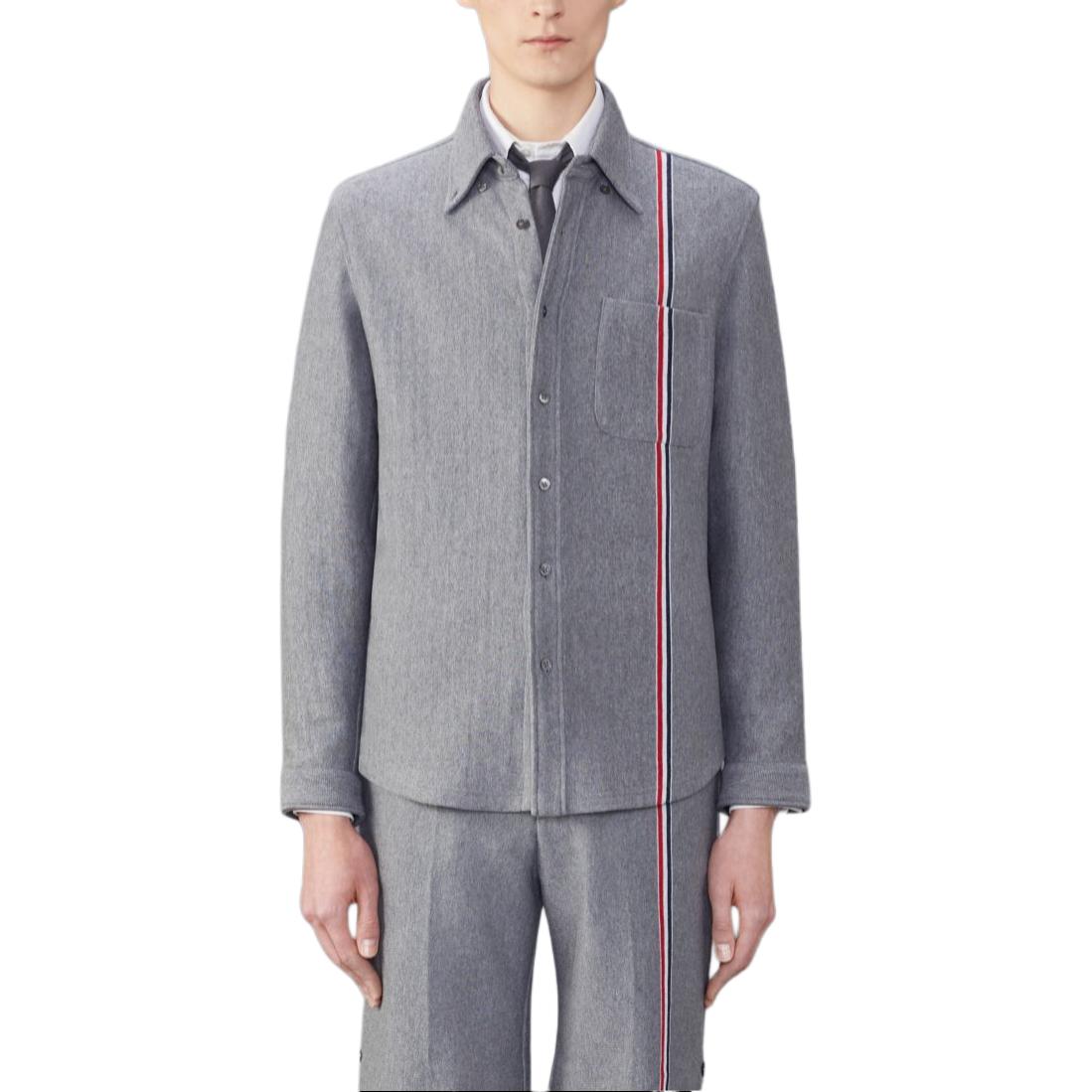 THOM BROWNE  Grey Casual Stripe Button Long Sleeve Jacket MJT497A-J0139-035