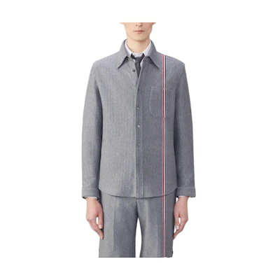 THOM BROWNE Grey Casual Stripe Button Long Sleeve Jacket MJT497A-J0139-035