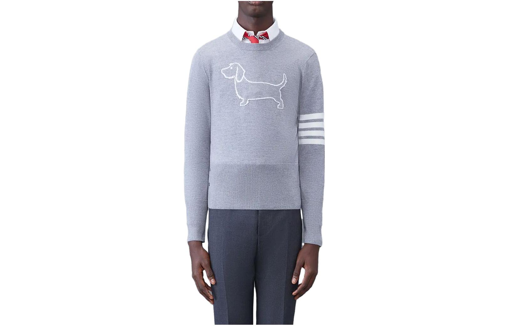 Order Thom Browne 灰色圓領提花圖案毛衣. MKA486A-Y1002-055