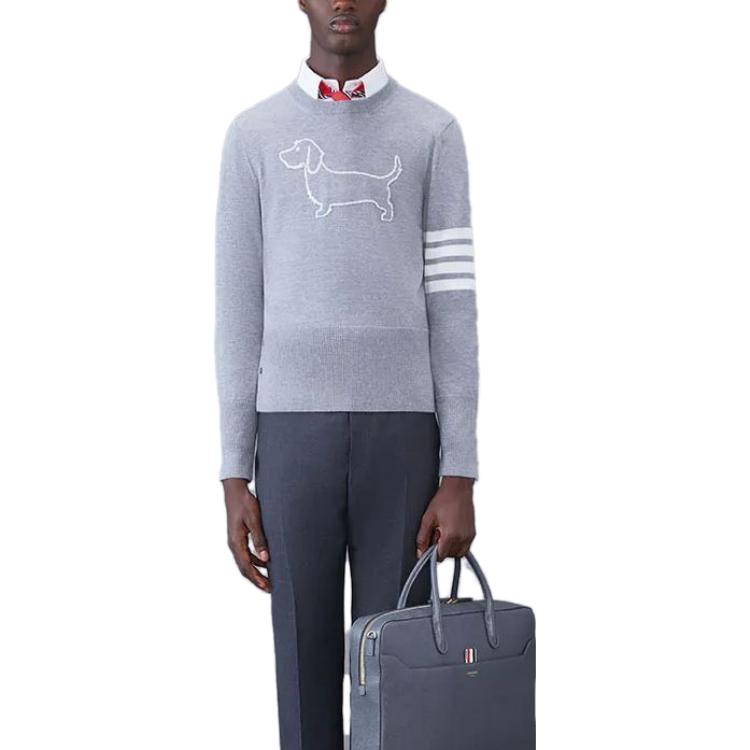 Lookbook Thom Browne 灰色圓領提花圖案毛衣. MKA486A-Y1002-055