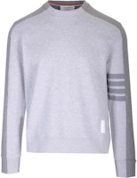 Thom Browne Grey Crewneck Sweatshirt with Classic Four-Bar Stripe Detail. MJT433A-J0010-055 Thom Browne Grey Crewneck Sweatshirt with Classic Four-Bar Stripe Detail. MJT433A-J0010-055