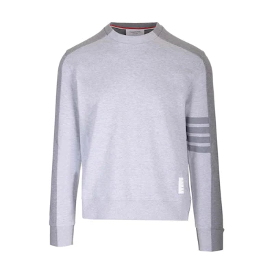 Thom Browne Grey Crewneck Sweatshirt with Classic Four-Bar Stripe Detail. MJT433A-J0010-055