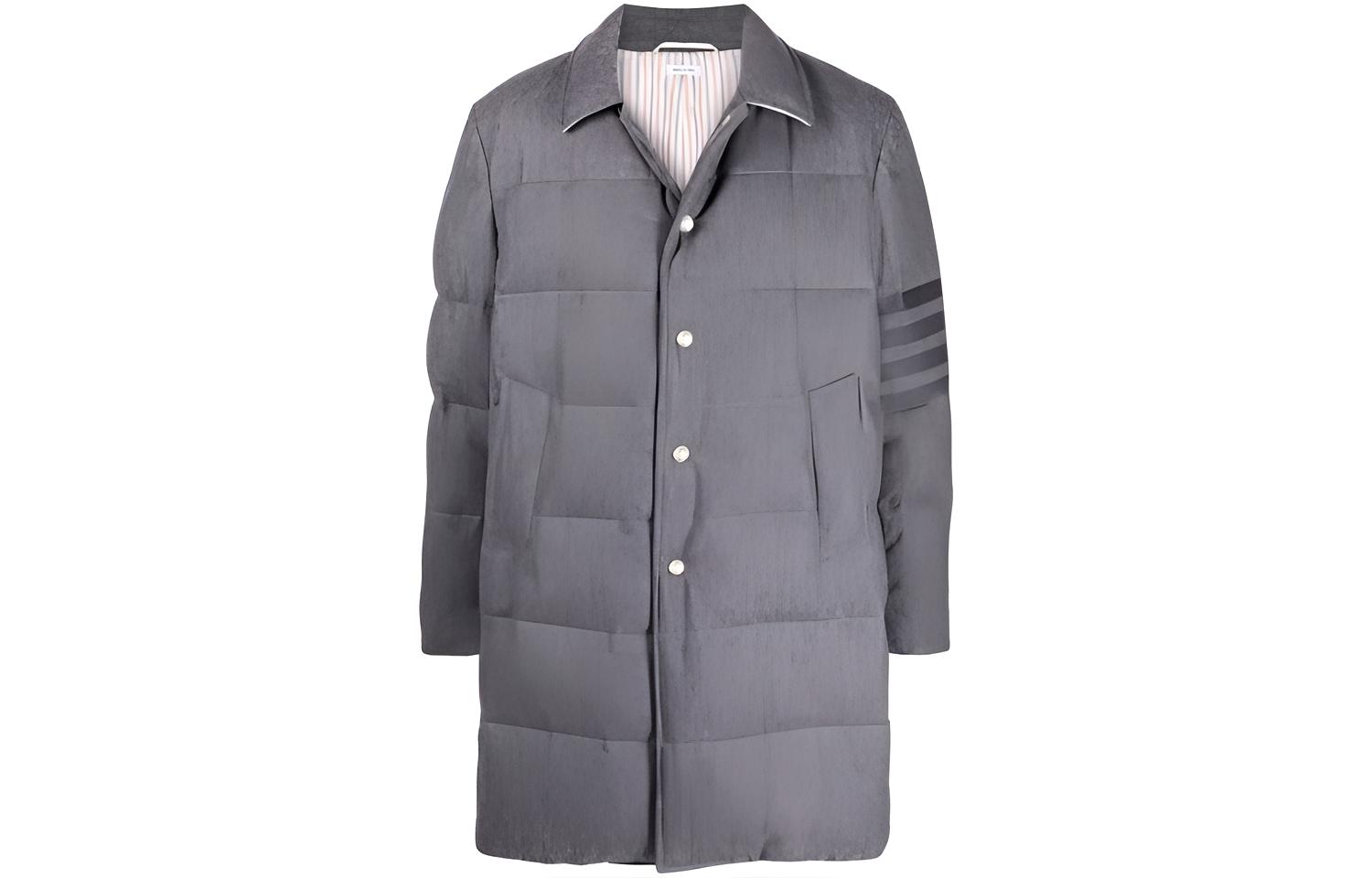 Thom Browne  Grey Four-Stripe Padded Jacket. MOD001-Z06393-035