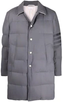 Thom Browne Grey Four-Stripe Padded Jacket. MOD001-Z06393-035 Thom Browne Grey Four-Stripe Padded Jacket. MOD001-Z06393-035