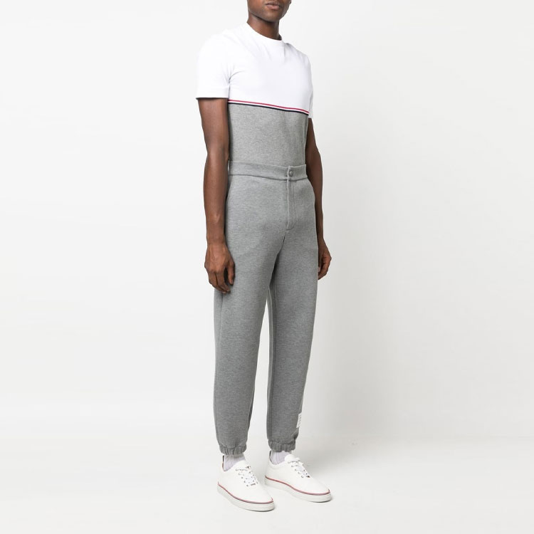 Shop Thom Browne Celana Olahraga Rajut Abu-Abu Jogger Sweatpants. MJQ173A-J0059-035