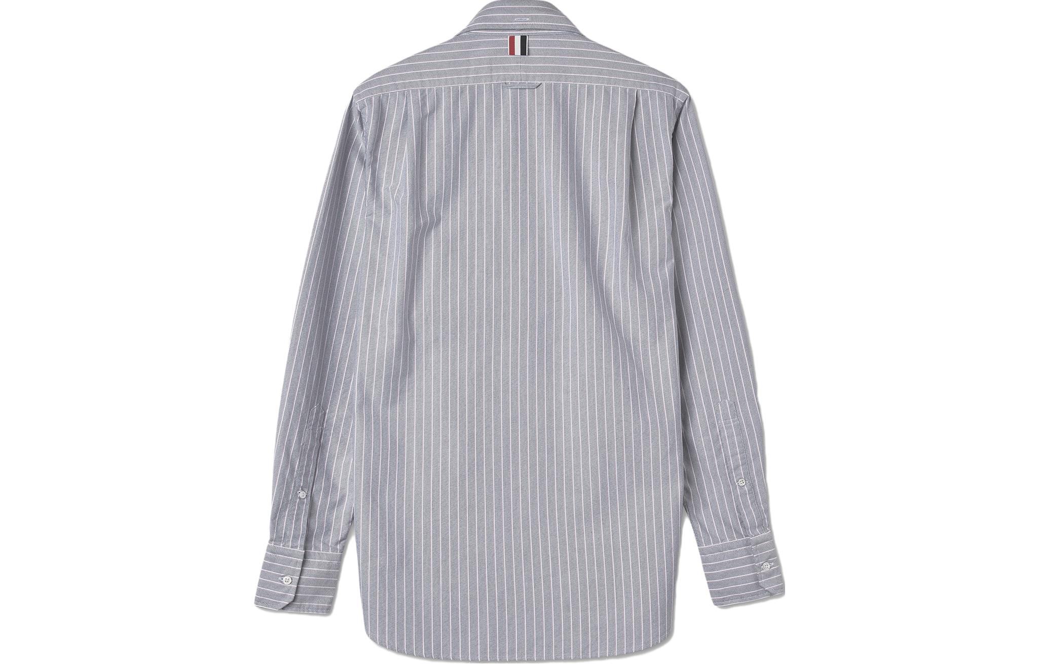 THOM BROWNE  Grey Loose Fit Striped Button-Down Long Sleeve Shirt. MWL272A-F0013-415 圖 3