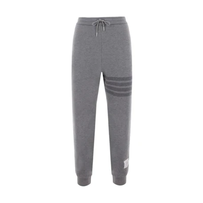Thom Browne Grey Mid-Rise Knit Loose Straight Sweatpants. MJQ179AJ0088055