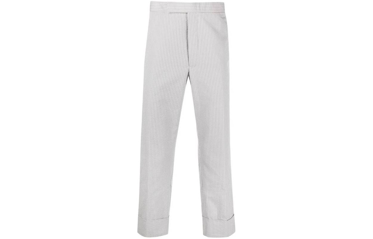 Order Thom Browne 灰色中腰直筒裤条纹装饰裤子 MTC051A-F0600-055