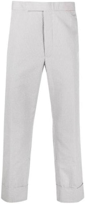 Thom Browne 灰色中腰直筒裤条纹装饰裤子 MTC051A-F0600-055 Order Thom Browne 灰色中腰直筒裤条纹装饰裤子 MTC051A-F0600-055