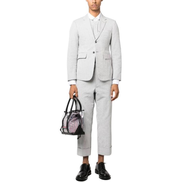 Lookbook Thom Browne 灰色中腰直筒裤条纹装饰裤子 MTC051A-F0600-055