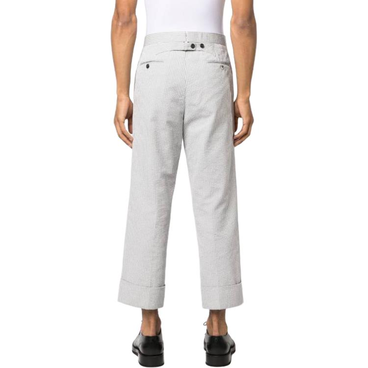 Shop Thom Browne 灰色中腰直筒裤条纹装饰裤子 MTC051A-F0600-055