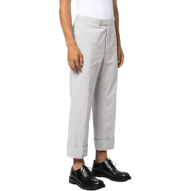 Purchase Thom Browne 灰色中腰直筒裤条纹装饰裤子 MTC051A-F0600-055