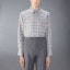 Shop Thom Browne 灰色格紋長袖休閒襯衫 MWL301O-F0350-035