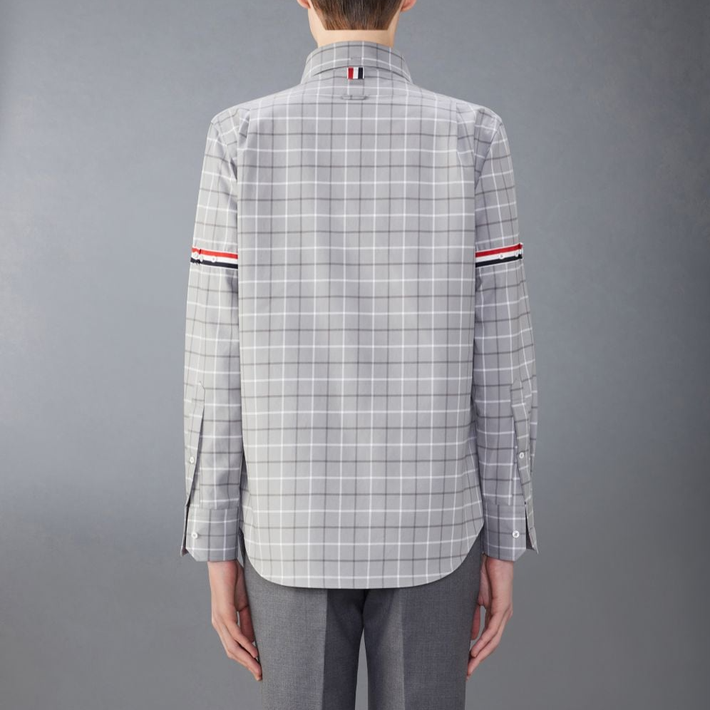 Purchase Thom Browne 灰色格紋長袖休閒襯衫 MWL301O-F0350-035