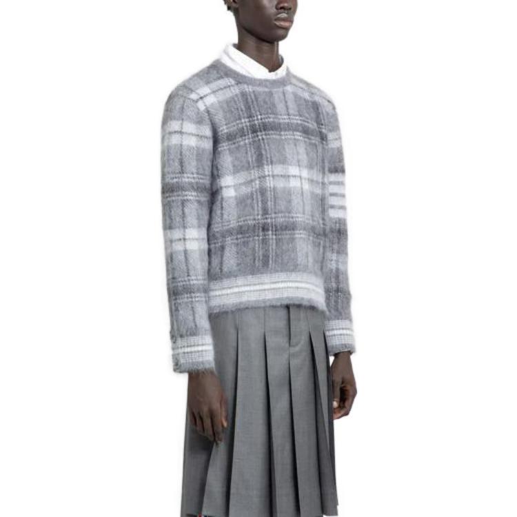 Thom Browne  Grey Plaid Crewneck Loose-Fit Sweater. MKA487F-Y8004-035 圖 5