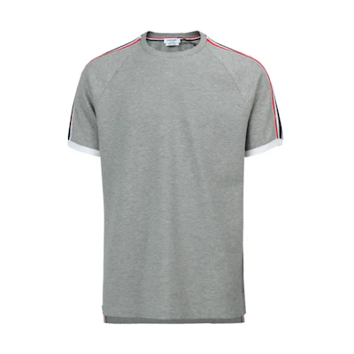 Thom Browne Grey Short Sleeve Polo Shirt with Side Stripes. MJS112A-00050-055