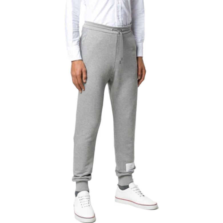 Shop THOM BROWNE 灰色側條紋運動長褲 JH-MJQ066A-03377-055