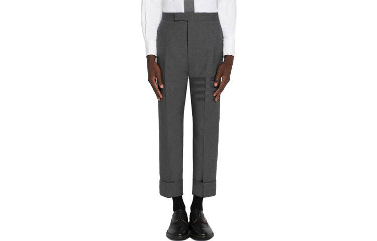 Order Thom Browne 灰色直筒四条纹长裤。 MTC001A-06146-025