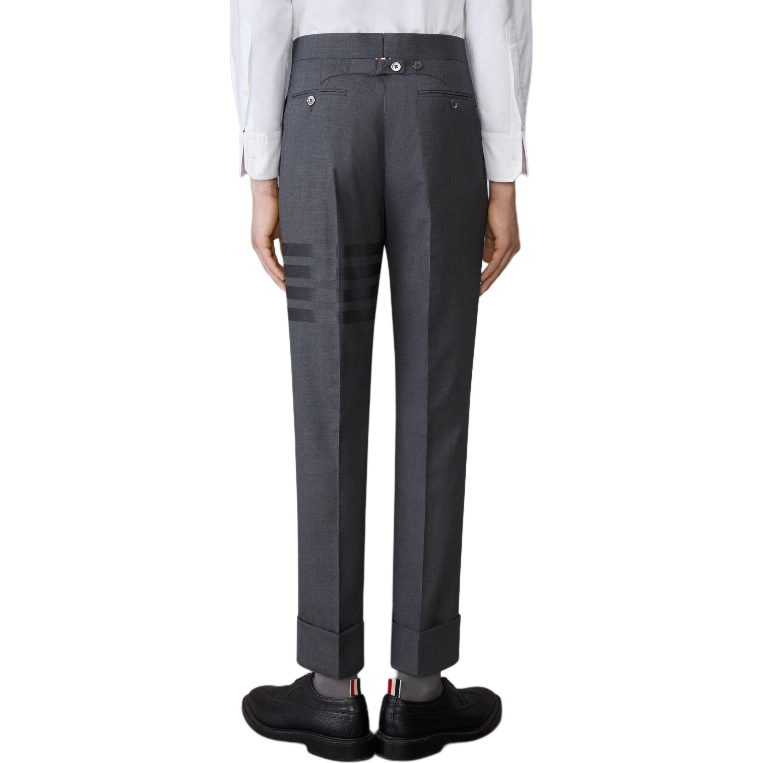 Purchase Thom Browne 灰色直筒四条纹长裤。 MTC001A-06146-025