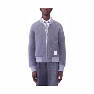 THOM BROWNE Grey Stripe Crewneck Fleece Jacket MJT395A-J0100-055