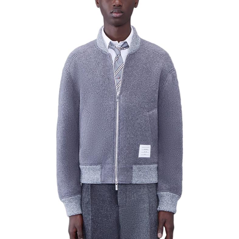 Lookbook トムブラウン グレー ストライプ クルーネック フリース ジャケット MJT395A-J0100-055