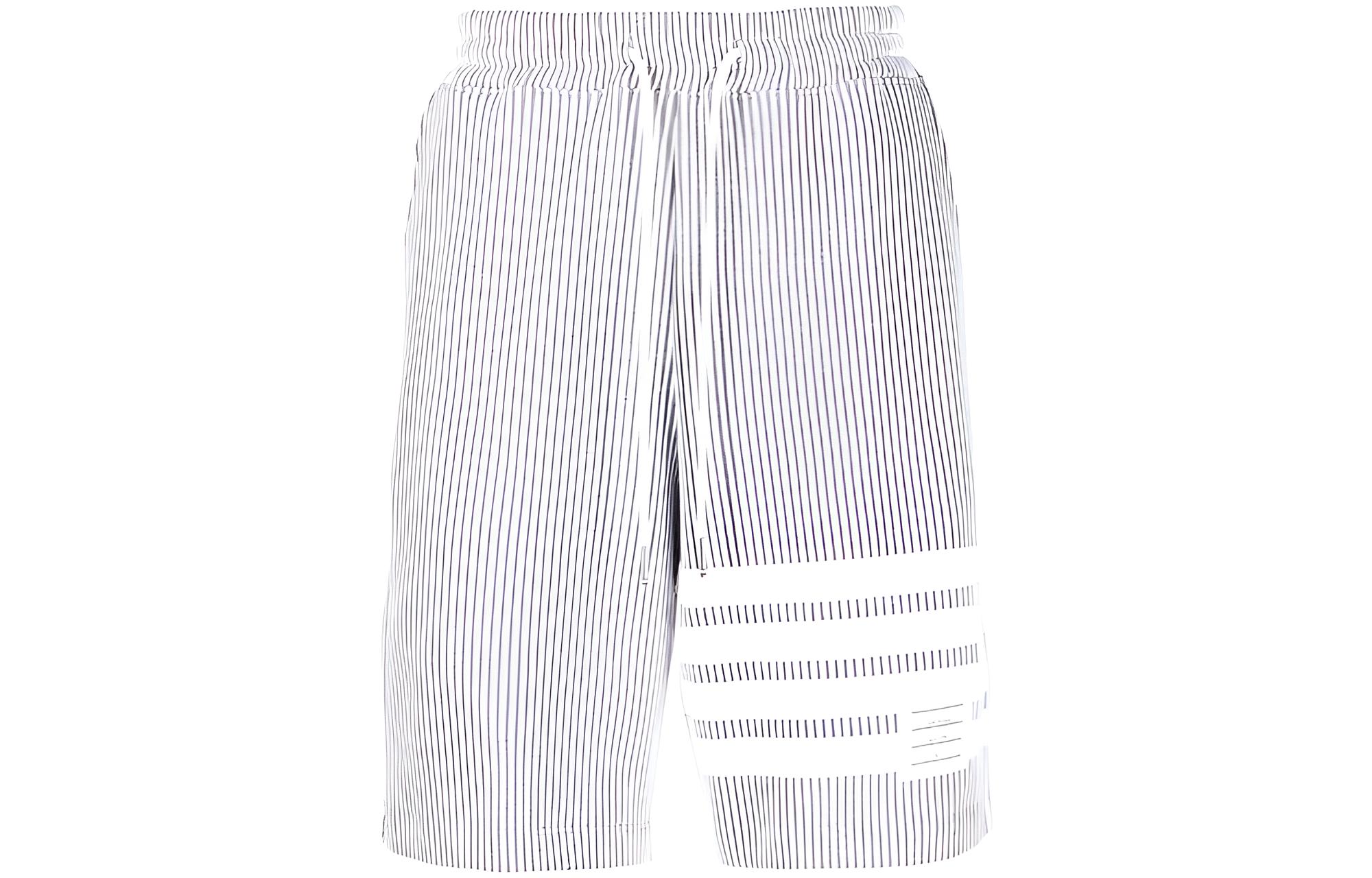 Thom Browne  Grey Striped Drawstring Casual Shorts. MJQ166A-J0063-055